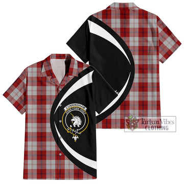 Cunningham Dress Tartan Short Sleeve Button Up with Family Crest Circle Style