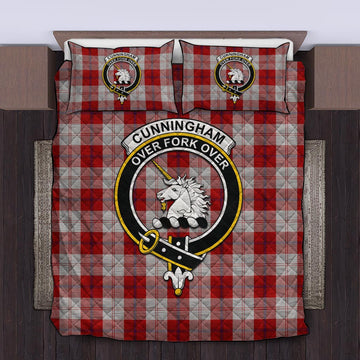 Cunningham Dress Tartan Quilt Bed Set with Family Crest