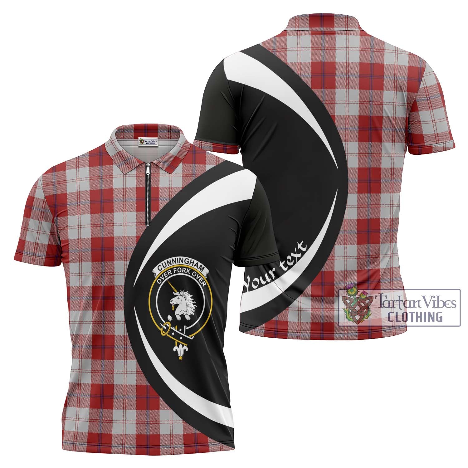 Tartan Vibes Clothing Cunningham Dress Tartan Zipper Polo Shirt with Family Crest Circle Style