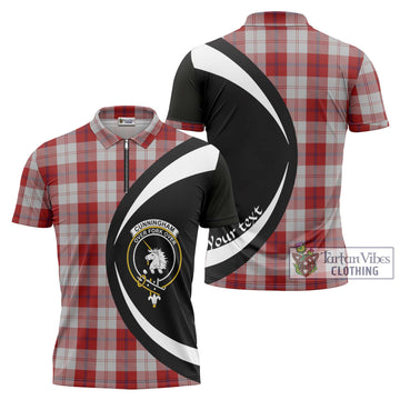 Cunningham Dress Tartan Zipper Polo Shirt with Family Crest Circle Style