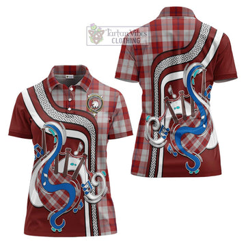 Cunningham Dress Tartan Women's Polo Shirt with Epic Bagpipe Style