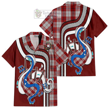 Cunningham Dress Tartan Short Sleeve Button Shirt with Epic Bagpipe Style