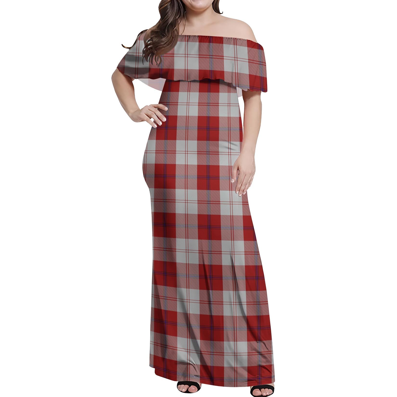 Cunningham Dress Tartan Off Shoulder Long Dress Women's Dress - Tartanvibesclothing