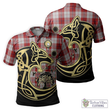 Cunningham Dress Tartan Polo Shirt with Family Crest Celtic Wolf Style