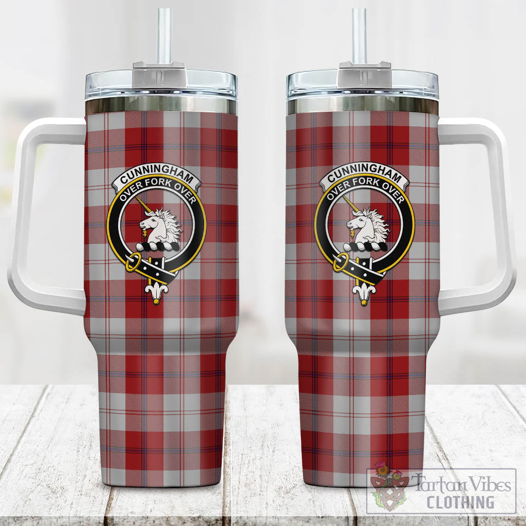 Tartan Vibes Clothing Cunningham Dress Tartan and Family Crest Tumbler with Handle