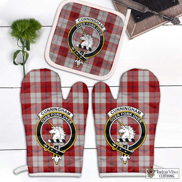 Cunningham Dress Tartan Combo Oven Mitt & Pot-Holder with Family Crest