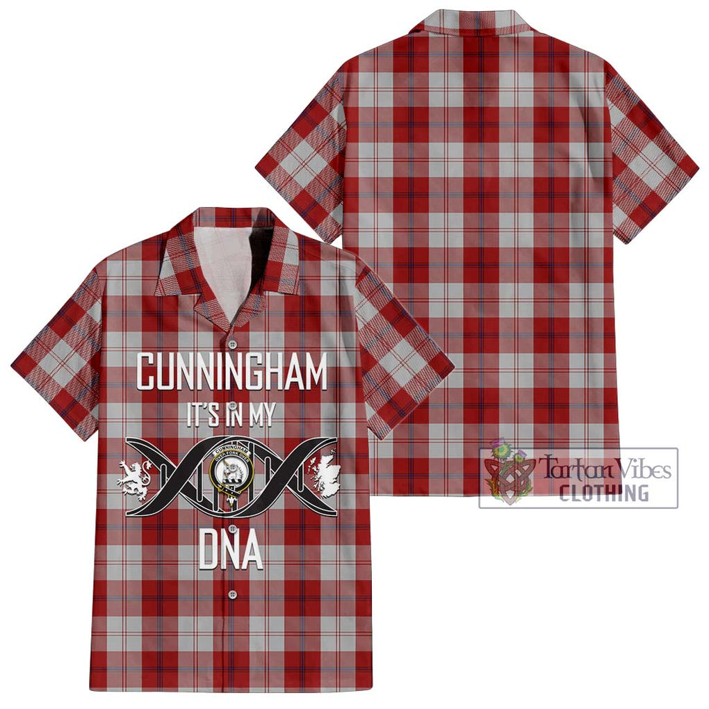 Cunningham Dress Tartan Short Sleeve Button Shirt with Family Crest DNA In Me Style Kid - Tartanvibesclothing Shop