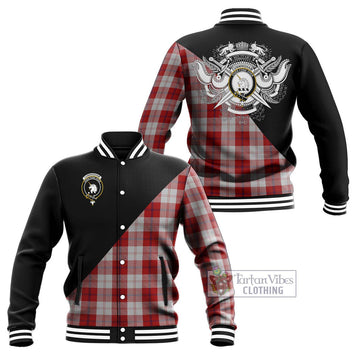 Cunningham Dress Tartan Baseball Jacket with Family Crest and Military Logo Style