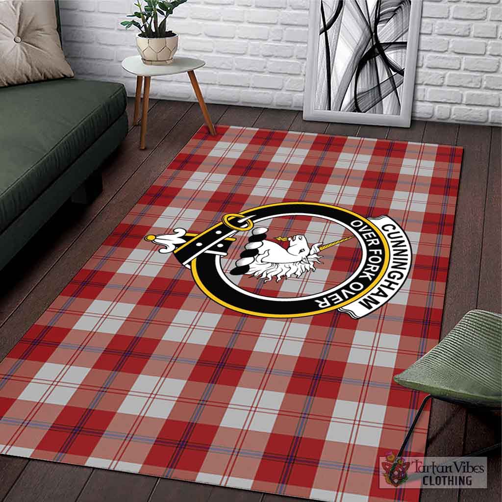 Tartan Vibes Clothing Cunningham Dress Tartan Area Rug with Family Crest