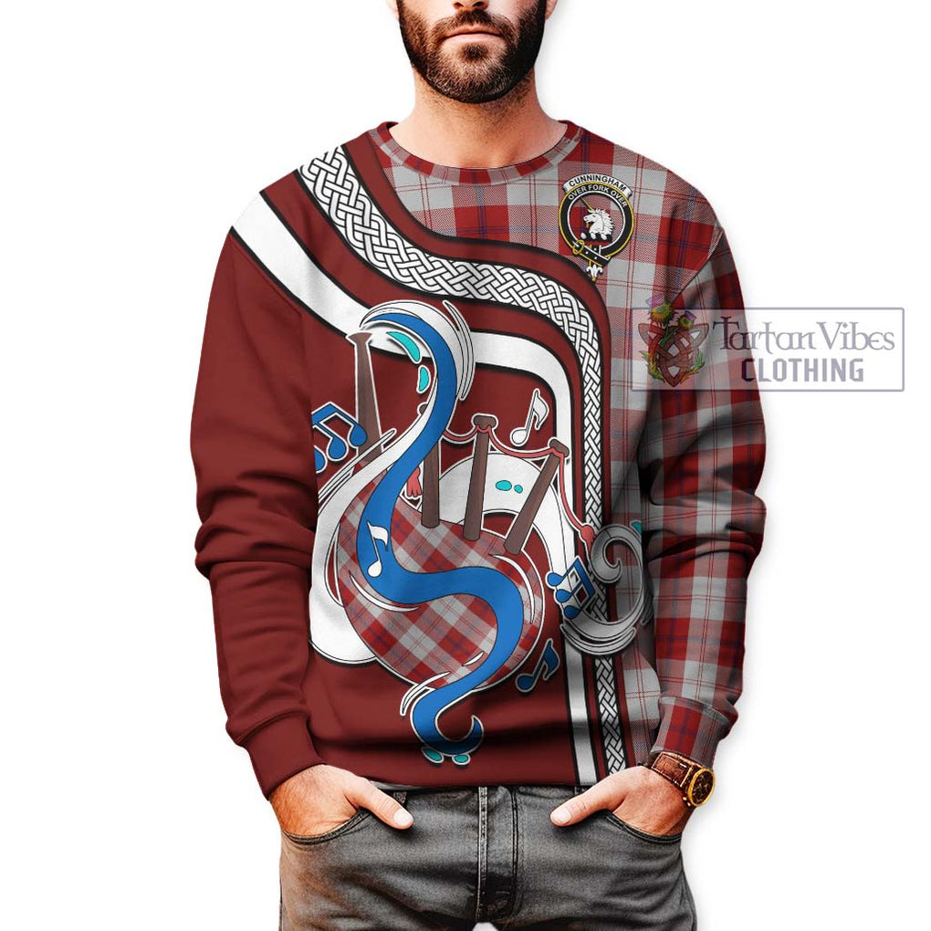 Cunningham Dress Tartan Sweatshirt with Epic Bagpipe Style Unisex - Tartanvibesclothing Shop