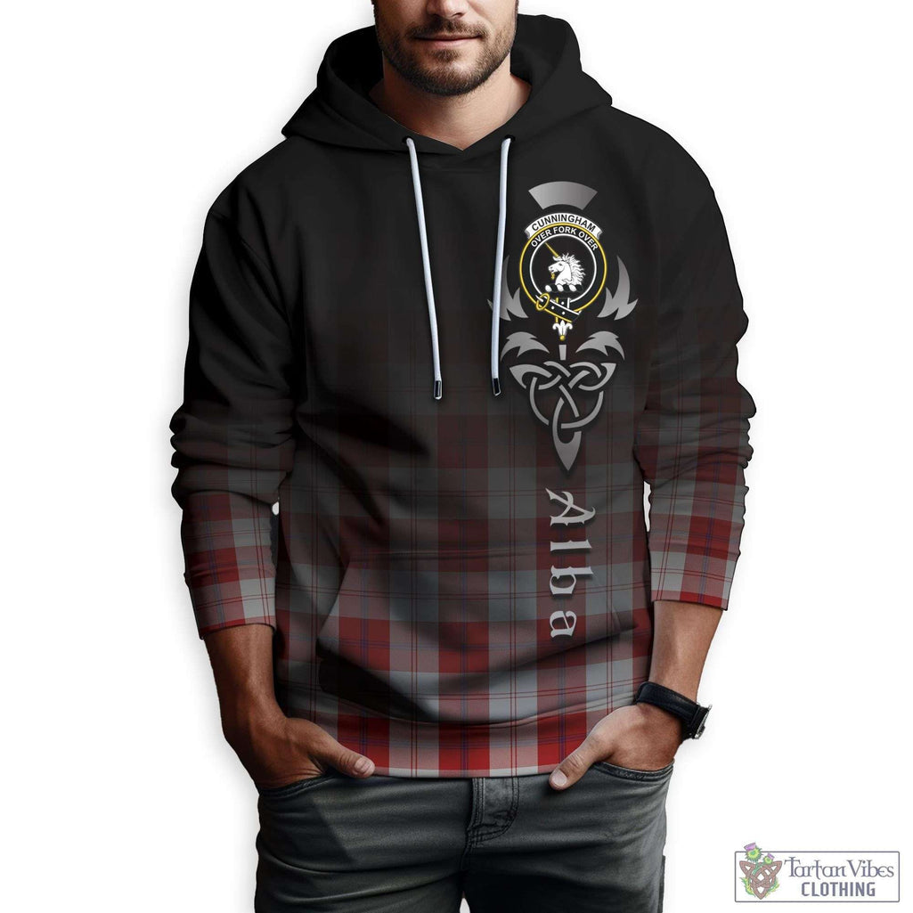 Tartan Vibes Clothing Cunningham Dress Tartan Hoodie Featuring Alba Gu Brath Family Crest Celtic Inspired