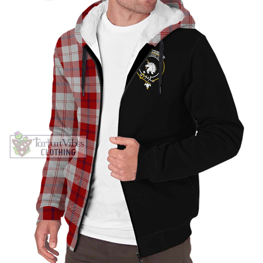 Cunningham Dress Tartan Sherpa Hoodie with Family Crest and Half Of Me Style Unisex S - Tartanvibesclothing Shop