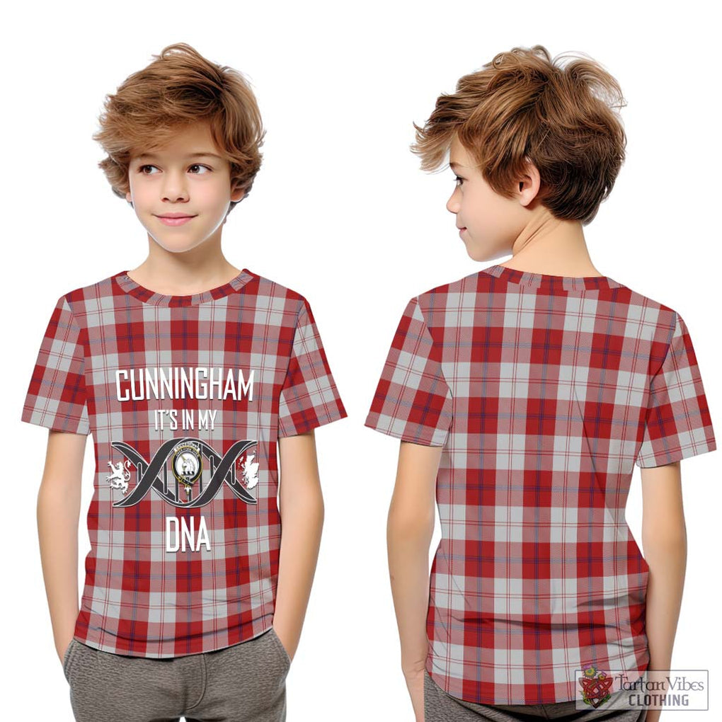 Cunningham Dress Tartan Kid T-Shirt with Family Crest DNA In Me Style Youth XL Size14 - Tartanvibesclothing Shop