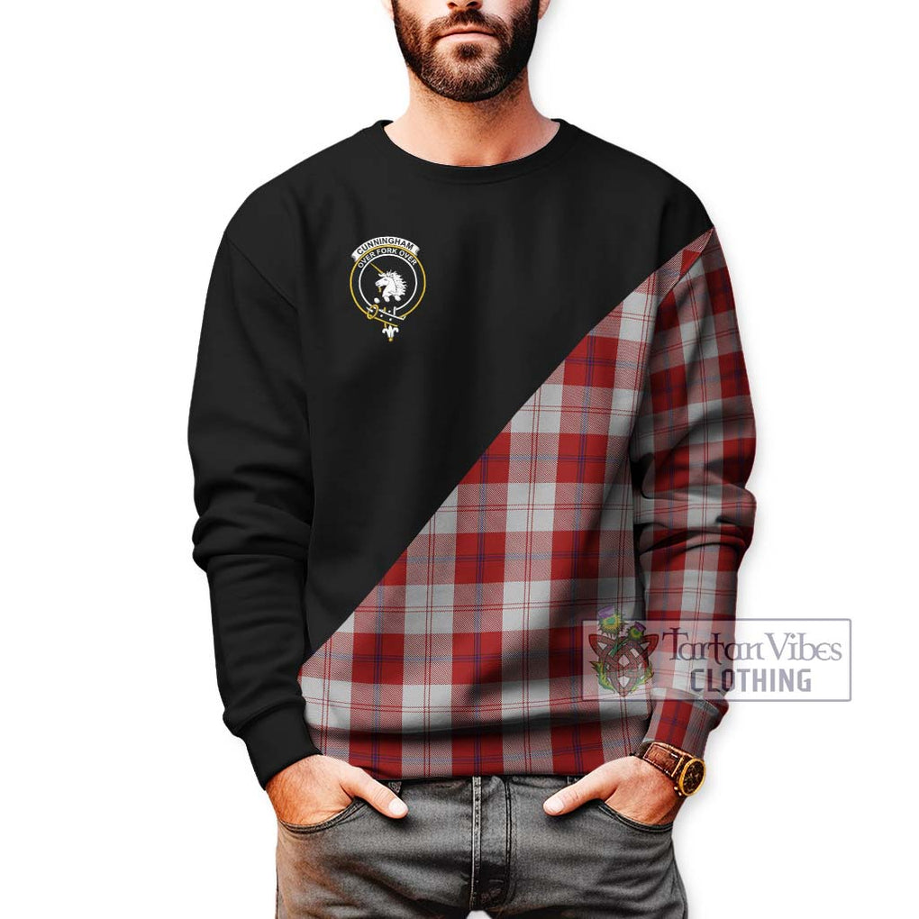 Cunningham Dress Tartan Sweatshirt with Family Crest and Military Logo Style Unisex - Tartanvibesclothing Shop