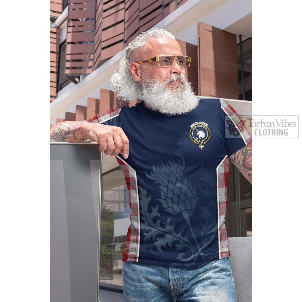 Tartan Vibes Clothing Cunningham Dress Tartan Cotton T-shirt with Family Crest and Scottish Thistle Vibes Sport Style