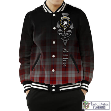 Cunningham Dress Tartan Baseball Jacket Featuring Alba Gu Brath Family Crest Celtic Inspired