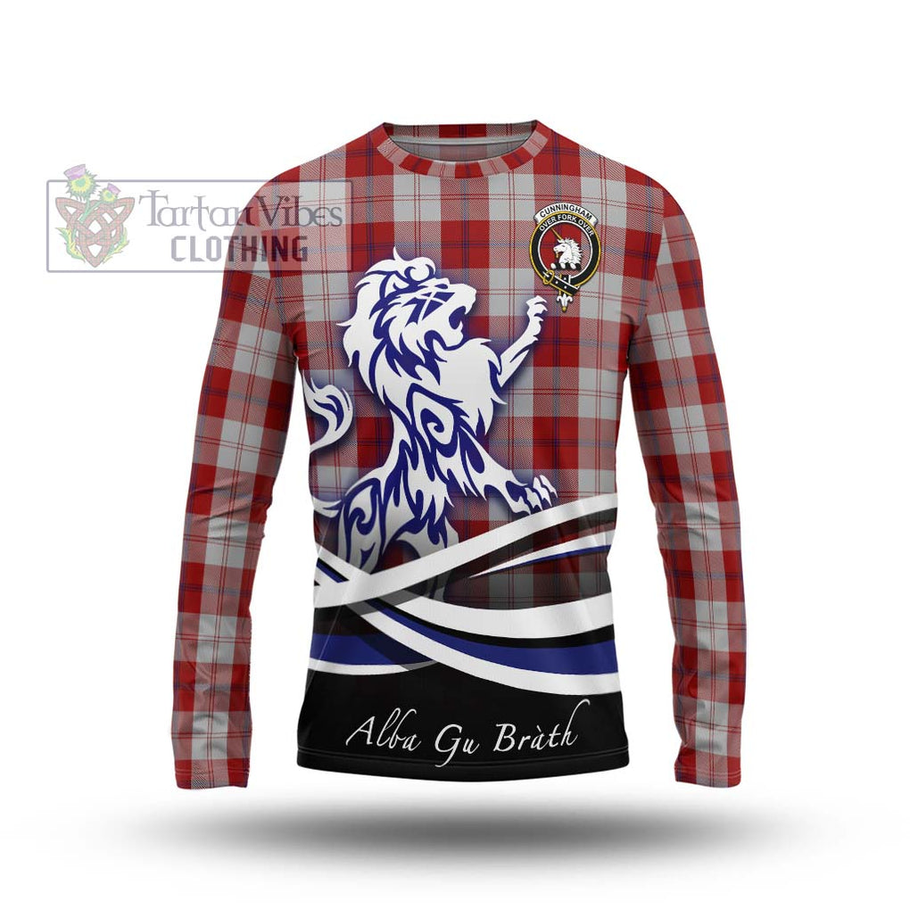 Cunningham Dress Tartan Long Sleeve T-Shirt with Alba Gu Brath Regal Lion Emblem Unisex - Tartanvibesclothing Shop