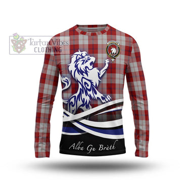 Cunningham Dress Tartan Long Sleeve T-Shirt with Alba Gu Brath Regal Lion Emblem