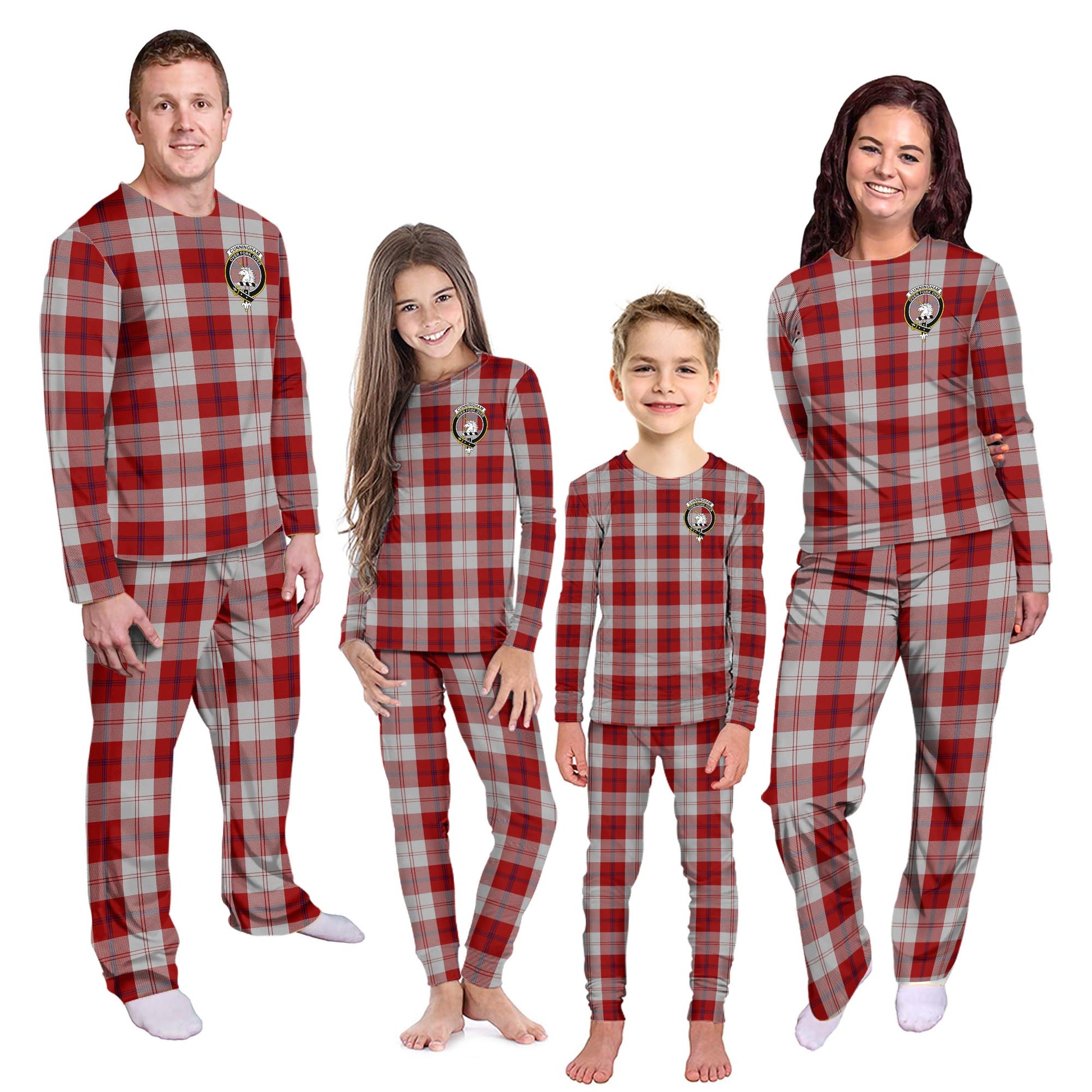 Cunningham Dress Tartan Pajamas Family Set with Family Crest Kid - Tartan Vibes Clothing