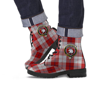 Cunningham Dress Tartan Leather Boots with Family Crest