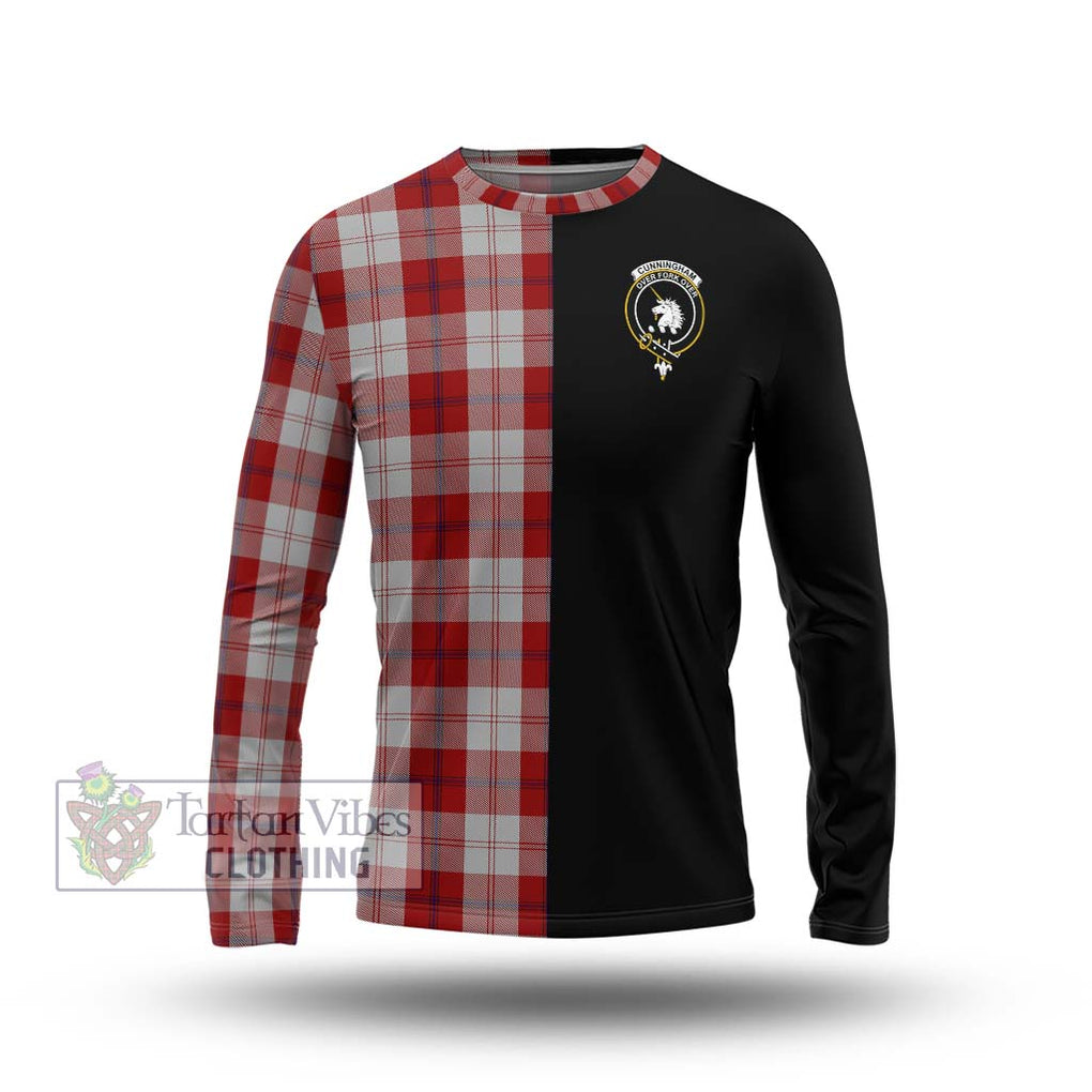 Cunningham Dress Tartan Long Sleeve T-Shirt with Family Crest and Half Of Me Style Unisex - Tartanvibesclothing Shop