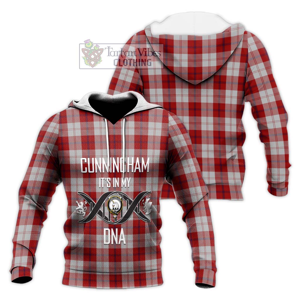 Tartan Vibes Clothing Cunningham Dress Tartan Knitted Hoodie with Family Crest DNA In Me Style