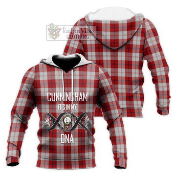 Cunningham Dress Tartan Knitted Hoodie with Family Crest DNA In Me Style