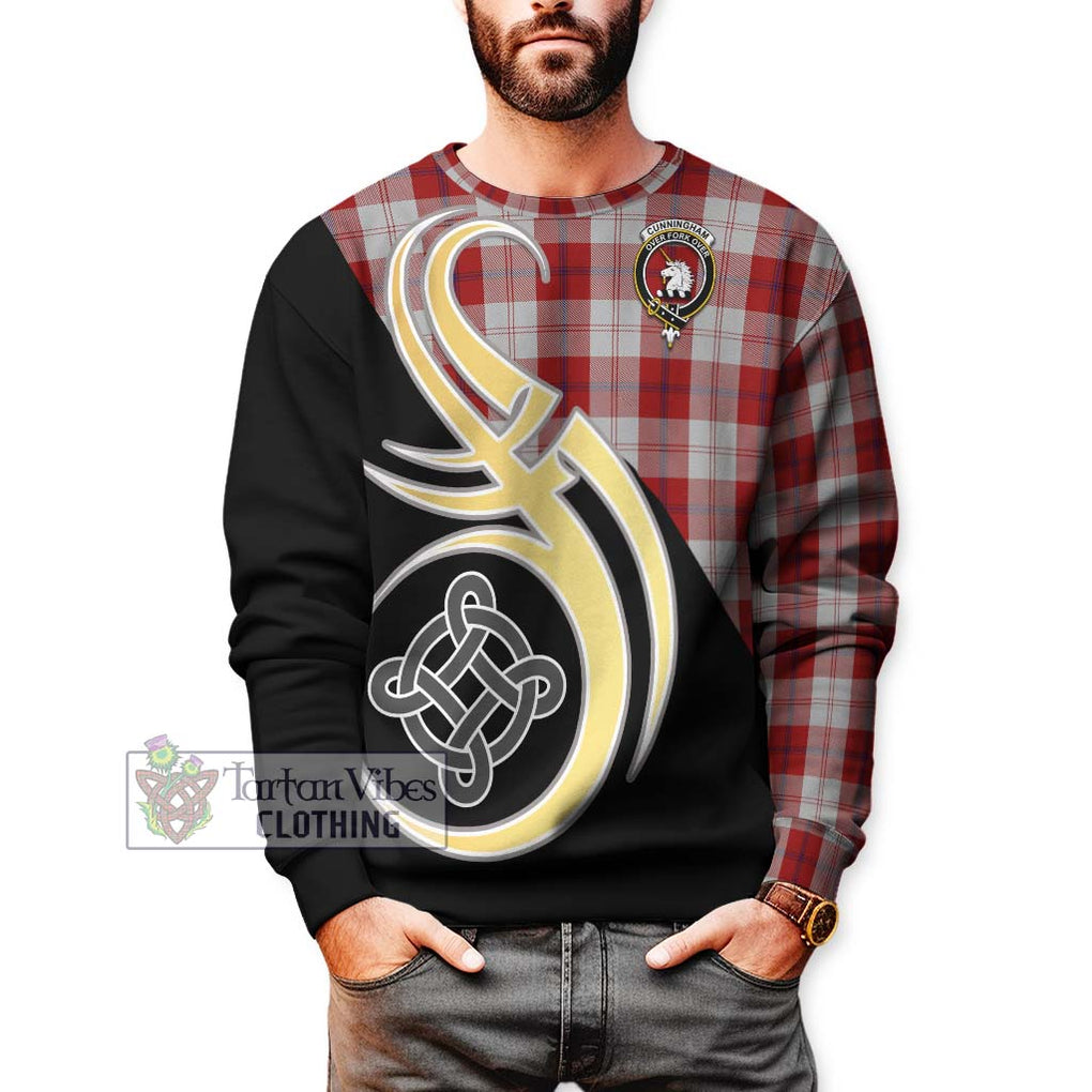 Cunningham Dress Tartan Sweatshirt with Family Crest and Celtic Symbol Style Unisex - Tartan Vibes Clothing