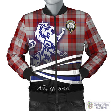 Cunningham Dress Tartan Bomber Jacket with Alba Gu Brath Regal Lion Emblem