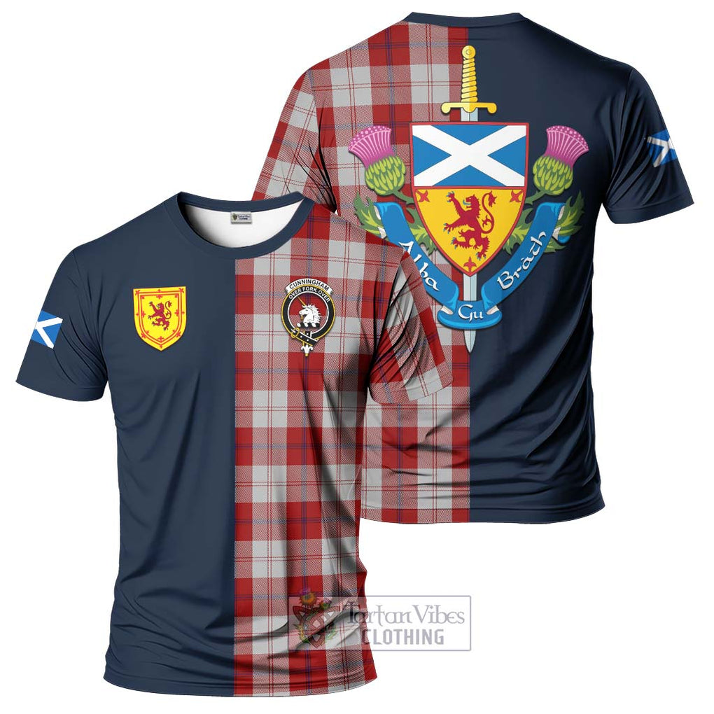 Tartan Vibes Clothing Cunningham Dress Tartan T-Shirt Alba with Scottish Lion Royal Arm Half Style