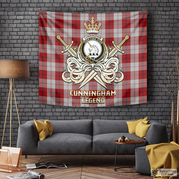 Cunningham Dress Tartan Tapestry with Clan Crest and the Golden Sword of Courageous Legacy