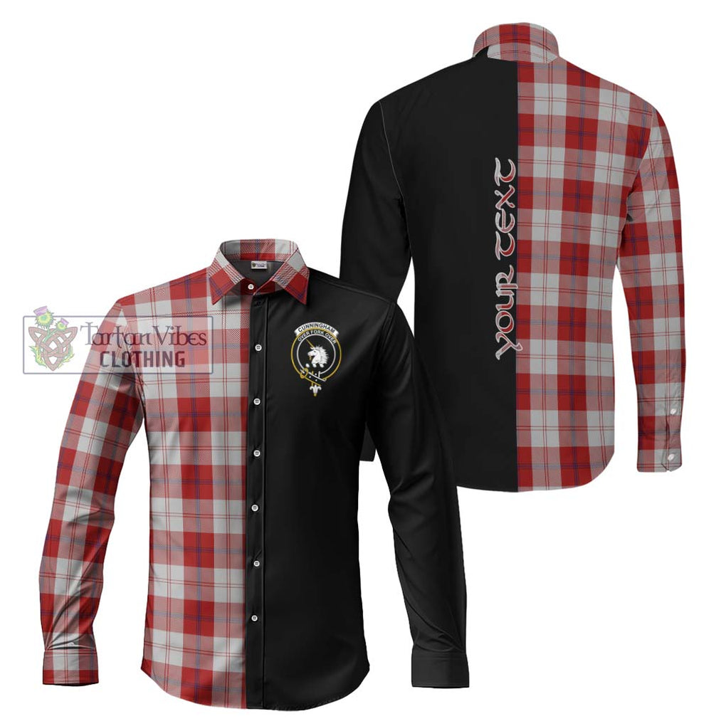 Cunningham Dress Tartan Long Sleeve Button Shirt with Family Crest and Half Of Me Style Men's Shirt S - Tartanvibesclothing Shop