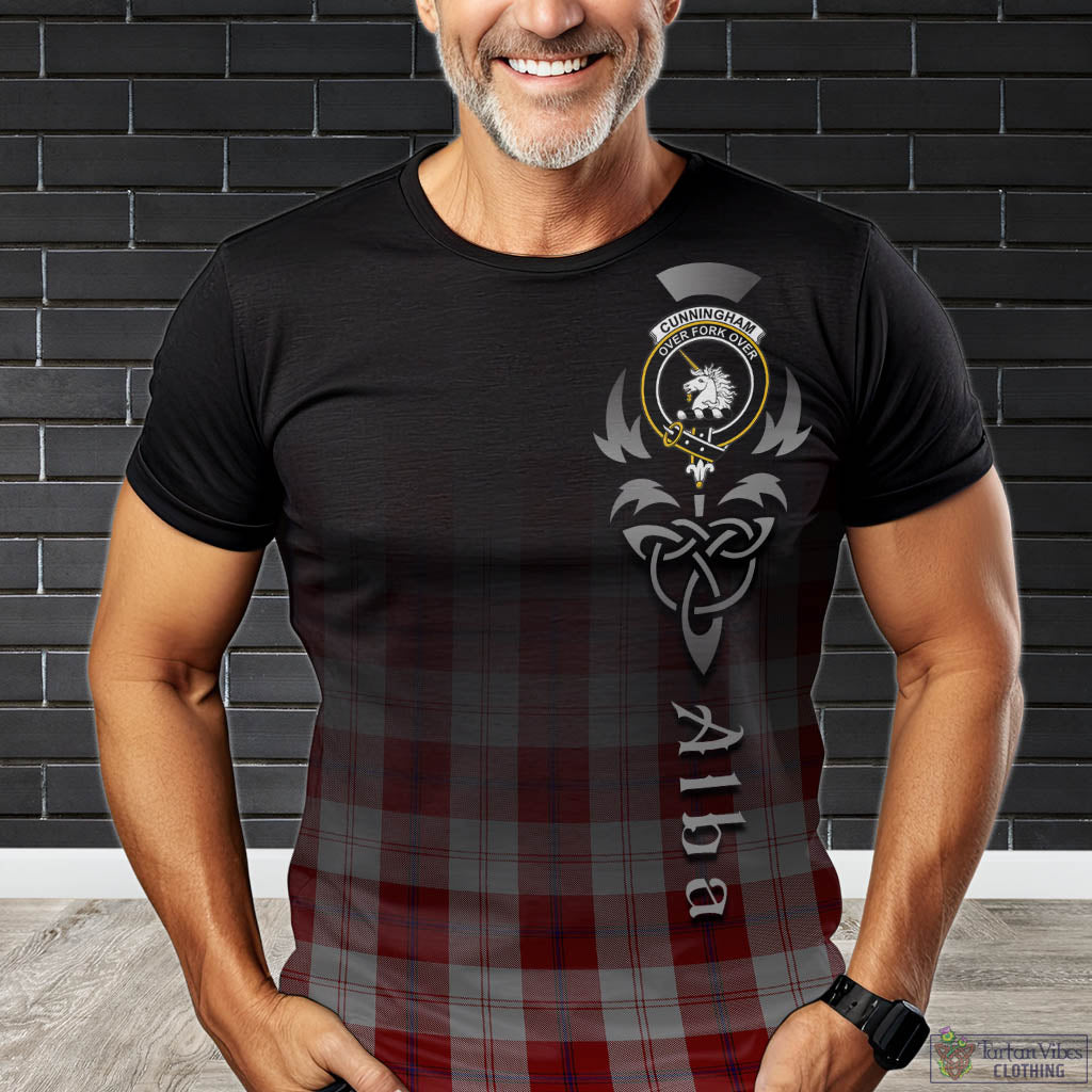 Tartan Vibes Clothing Cunningham Dress Tartan T-Shirt Featuring Alba Gu Brath Family Crest Celtic Inspired