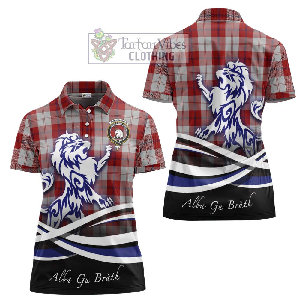 Cunningham Dress Tartan Women's Polo Shirt with Alba Gu Brath Regal Lion Emblem Women - Tartanvibesclothing Shop