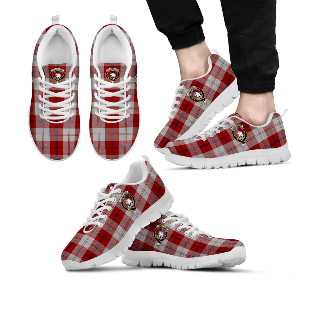 Cunningham Dress Tartan Sneakers with Family Crest Kid's Sneakers - Tartan Vibes Clothing