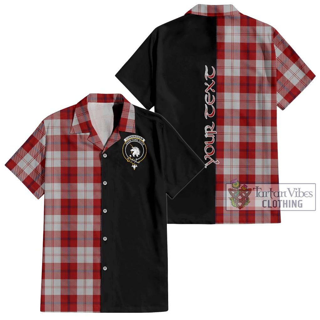 Cunningham Dress Tartan Short Sleeve Button Shirt with Family Crest and Half Of Me Style Kid - Tartanvibesclothing Shop