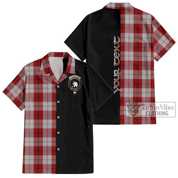 Cunningham Dress Tartan Short Sleeve Button Shirt with Family Crest and Half Of Me Style