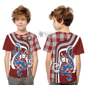 Cunningham Dress Tartan Kid T-Shirt with Epic Bagpipe Style