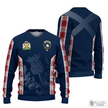 Cunningham Dress Tartan Knitted Sweatshirt with Family Crest and Scottish Thistle Vibes Sport Style