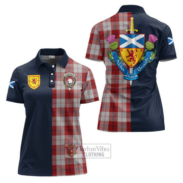 Cunningham Dress Tartan Women's Polo Shirt Alba with Scottish Lion Royal Arm Half Style