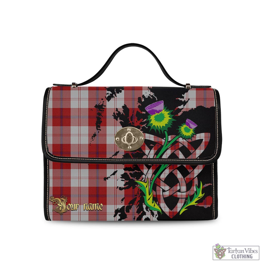 Tartan Vibes Clothing Cunningham Dress Tartan Waterproof Canvas Bag with Scotland Map and Thistle Celtic Accents