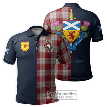 Cunningham Dress Tartan Polo Shirt Alba with Scottish Lion Royal Arm Half Style