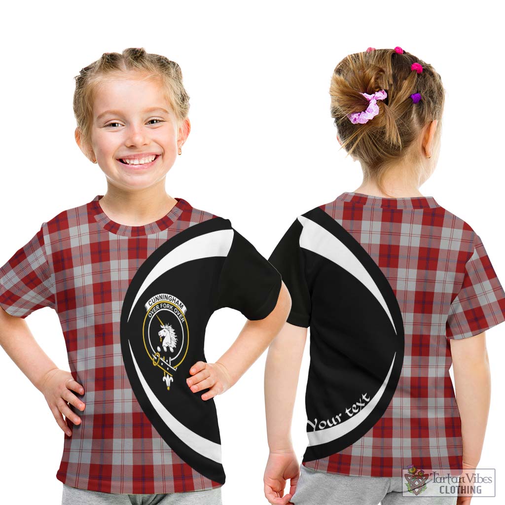 Cunningham Dress Tartan Kid T-Shirt with Family Crest Circle Style - Tartan Vibes Clothing