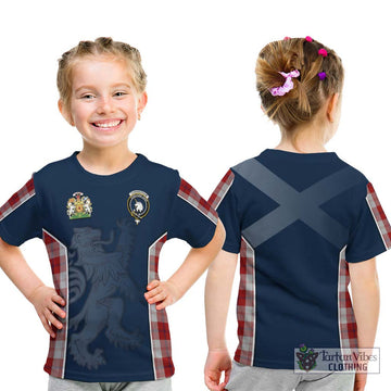 Cunningham Dress Tartan Kid T-Shirt with Family Crest and Lion Rampant Vibes Sport Style