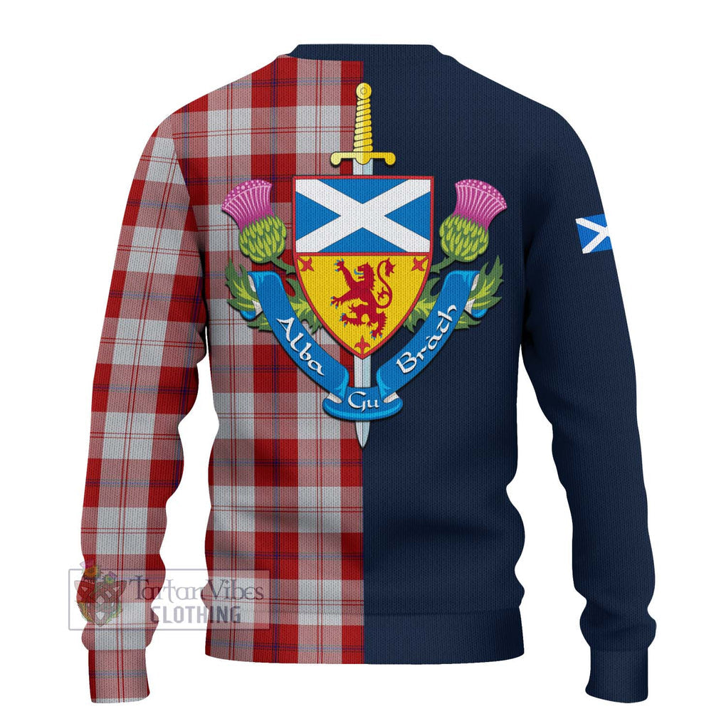 Tartan Vibes Clothing Cunningham Dress Tartan Knitted Sweater with Scottish Lion Royal Arm Half Style