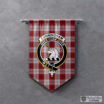 Cunningham Dress Tartan Gonfalon, Tartan Banner with Family Crest