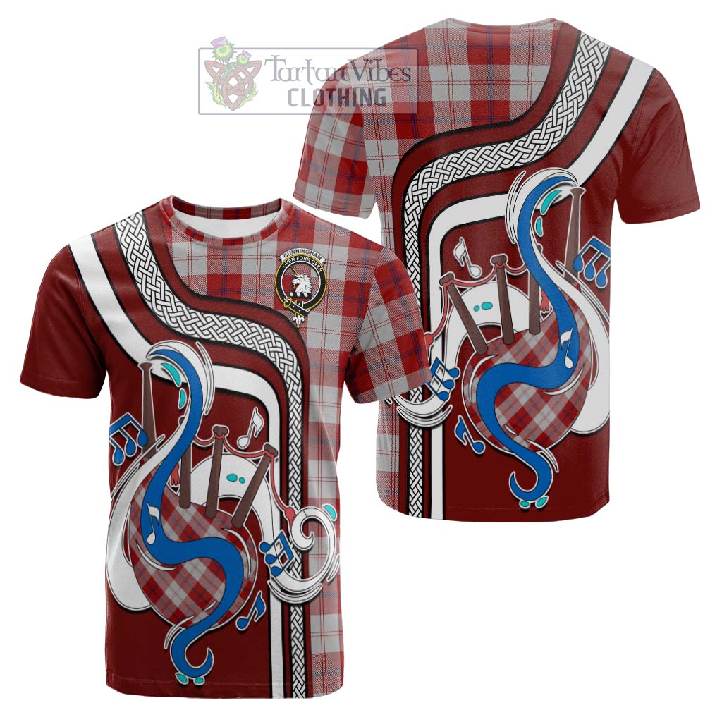 Tartan Vibes Clothing Cunningham Dress Tartan Cotton T-shirt with Epic Bagpipe Style