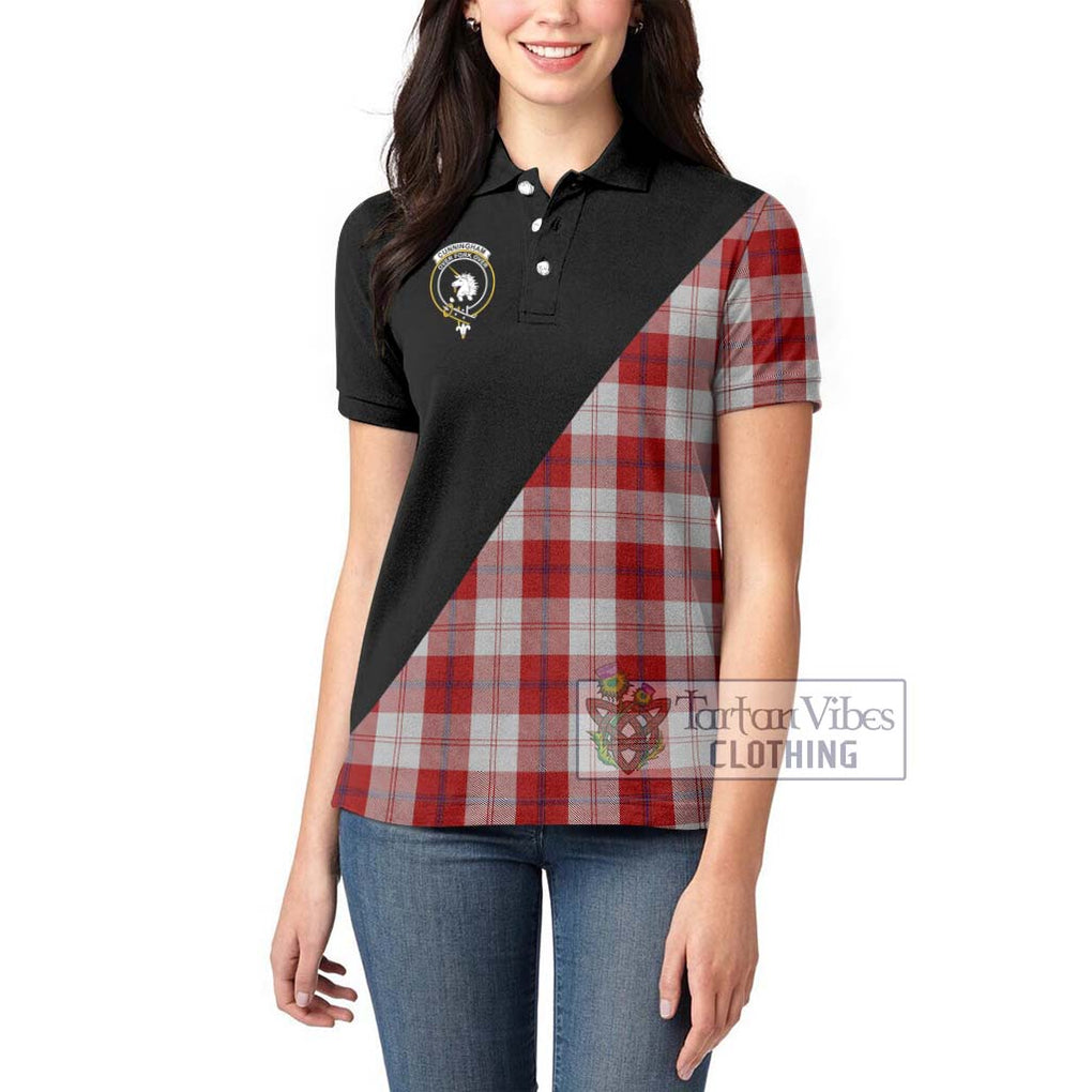 Cunningham Dress Tartan Women's Polo Shirt with Family Crest and Military Logo Style - Tartanvibesclothing Shop