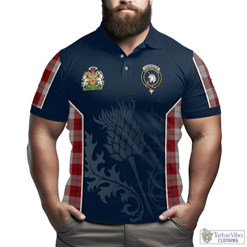 Cunningham Dress Tartan Men's Polo Shirt with Family Crest and Scottish Thistle Vibes Sport Style