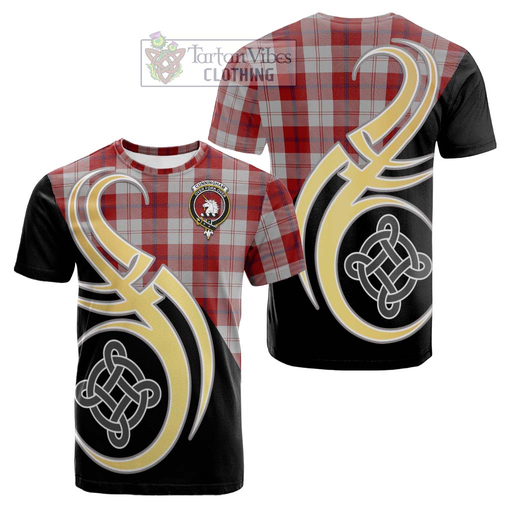 Tartan Vibes Clothing Cunningham Dress Tartan Cotton T-shirt with Family Crest and Celtic Symbol Style